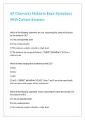 AP Chemistry Midterm Exam Questions With Correct Answers&period;