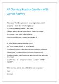 AP Chemistry Practice Questions With Correct Answers