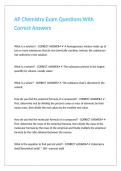AP Chemistry Exam Questions With Correct Answers