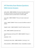 AP Chemistry Exam Review Questions With Correct Answers