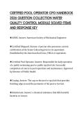CERTIFIED POOL OPERATOR CPO HANDBOOK&NewLine;2026 QUESTION COLLECTION WATER&NewLine;QUALITY CONTROL MODULE SOLVED ITEMS&NewLine;AND RESPONSE KEY&NewLine;