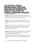 C201 SECTION 1 QUIZZES - ORGANIZATIONAL STRUCTURE QUESTIONS AND ANSWERS WITH COMPLETE SOLUTIONS 100&percnt; CORRECT GUARANTEED SUCCESS&excl;&excl;&excl;