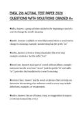 ENGL 216 ACTUAL TEST PAPER 2026&NewLine;QUESTIONS WITH SOLUTIONS GRADED A&plus;
