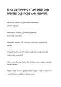 ENGL 216 TRAINING STUDY SHEET 2026&NewLine;UPDATED QUESTIONS AND ANSWERS