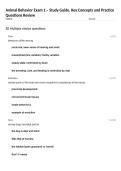 Animal Behavior Exam 1 &ndash; Study Guide&comma; Key Concepts and Practice Questions Review