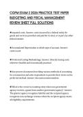 CGFM EXAM 2 2026 PRACTICE TEST PAPER&NewLine;BUDGETING AND FISCAL MANAGEMENT&NewLine;REVIEW SHEET FULL SOLUTIONS