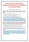APWA Certified Public Works Professional &ndash; Management &lpar;CPWP-M&rpar; Final Review&colon; 120  Q&A &plus; Detailed Rationales based on Blue Book&vert; instant pdf