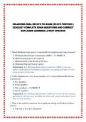 OKLAHOMA REAL ESTATE PSI EXAM &lpar;STATE PORTION&rpar; &vert; 2026&sol;2027 COMPLETE EXAM QUESTIONS AND CORRECT EXPLAINED ANSWERS LATEST UPDATED&NewLine;&NewLine;