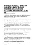 BUSINESS ACUMEN-COMPETITIVE MARKETING QUESTIONS AND ANSWERS WITH COMPLETE SOLUTIONS 100&percnt; CORRECT RATED A&plus;