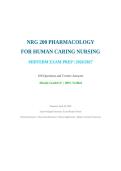 NRG 200 Pharmacology for Human Caring Nursing &vert; 2026&ndash;2027 Midterm Exam Prep with 100 Questions and Verified Answers