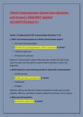 Vehicle Communication System Exam Questions &NewLine;and Answers&vert; 2026&sol;2027 Updated &NewLine;ACCURATE&excl;&lpar;Graded A&plus;&rpar; 