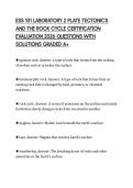 ESS 101 LABORATORY 2 PLATE TECTONICS&NewLine;AND THE ROCK CYCLE CERTIFICATION&NewLine;EVALUATION 2026 QUESTIONS WITH&NewLine;SOLUTIONS GRADED A&plus;
