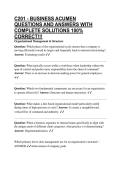 C201 - BUSINESS ACUMEN QUESTIONS AND ANSWERS WITH COMPLETE SOLUTIONS 100&percnt; CORRECT&excl;&excl;&excl;