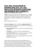 D219- WGU&colon; SCHOLARSHIP IN NURSING PRACTICE- CITI- FDA-REGULATED RESEARCH QUESTIONS AND ANSWERS WITH CORRECT&excl;&excl;&excl;