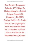 Test Bank Consumer Behavior 15th Edition By Michael Solomon&comma; Cristel Antonia Russell