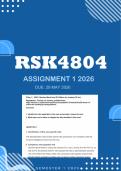 RSK4804 Assignment 1 2026 - Distinction &vert; Due 29 May 2026
