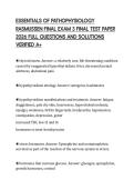 ESSENTIALS OF PATHOPHYSIOLOGY&NewLine;RASMUSSEN FINAL EXAM 3 FINAL TEST PAPER&NewLine;2026 FULL QUESTIONS AND SOLUTIONS&NewLine;VERIFIED A&plus;