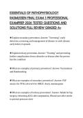 ESSENTIALS OF PATHOPHYSIOLOGY&NewLine;RASMUSSEN FINAL EXAM 3 PROFESSIONAL&NewLine;EXAMPREP 2026 TESTED QUESTIONS AND&NewLine;SOLUTIONS FULL REVIEW GRADED A&plus;