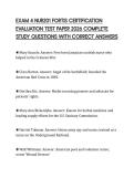 EXAM 4 NUR201 FORTIS CERTIFICATION&NewLine;EVALUATION TEST PAPER 2026 COMPLETE&NewLine;STUDY QUESTIONS WITH CORRECT ANSWERS&NewLine;