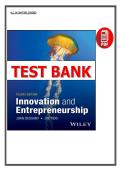 Test Bank for Innovation and Entrepreneurship 4th Edition &lpar;2024&rpar; Bessant & Tidd &lpar;PDF&rpar;