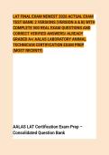 LAT FINAL EXAM NEWEST 2026 ACTUAL EXAM&NewLine;TEST BANK&vert; 2 VERSIONS &lpar;VERSION A & B&rpar; WITH&NewLine;COMPLETE 500 REAL EXAM QUESTIONS AND&NewLine;CORRECT VERIFIED ANSWERS&sol; ALREADY&NewLine;GRADED A&plus;&vert; AALAS LABORATORY ANIMAL&NewLine;TECHNICIAN CERTIFICATION EXAM PREP&NewLine;&lpar;MOST RECENT&excl;&excl;&rpar;