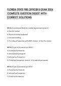 FLORIDA STATE FIRE OFFICER II EXAM 2026&NewLine;COMPLETE QUESTION DIGEST WITH&NewLine;CORRECT SOLUTIONS