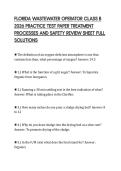 FLORIDA WASTEWATER OPERATOR CLASS B&NewLine;2026 PRACTICE TEST PAPER TREATMENT&NewLine;PROCESSES AND SAFETY REVIEW SHEET FULL&NewLine;SOLUTIONS&NewLine;