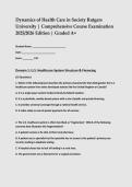 Dynamics of Health Care in Society Rutgers University 2025&sol;2026 Comprehensive Course Examination
