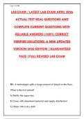 LAB EXAM 2026 &ndash; 300&plus; ACTUAL TEST QUESTIONS & ANSWERS WITH RATIONALES &vert; GUARANTEED PASS&NewLine;&NewLine;