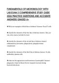 FUNDAMENTALS OF MICROBIOLOGY WITH&NewLine;LAB EXAM 3 COMPREHENSIVE STUDY GUIDE&NewLine;2026 PRACTICE QUESTIONS AND ACCURATE&NewLine;ANSWERS GRADED A&plus;&NewLine;