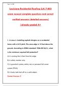 LOUISIANA RESIDENTIAL ROOFING EXAM 2026 &ndash; 300&plus; REAL QUESTIONS & ANSWERS WITH RATIONALES &vert; GUARANTEED PASS&NewLine;&NewLine;