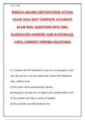 MEDICAL BILLING CERTIFICATION EXAM 2026 &ndash; 300&plus; REAL QUESTIONS & ANSWERS WITH RATIONALES &vert; GUARANTEED PASS&NewLine;&NewLine;