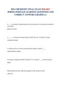 BIO CHEMISTRY FINAL EXAM 2026-2027 SPRING PORTAGE LEARNING QUESTIONS AND CORRECT ANSWERS GRADED A&plus;