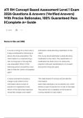 ATI RN Concept Based Assessment Level 1 Exam 2026 Questions & Answers &lpar;Verified Answers&rpar; With Precise Rationales&comma; 100&percnt; Guaranteed Pass &vert;&vert;Complete A&plus; Guide