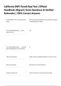 California DMV Permit Real Test 2026 Official Handbook Aligned Exam Questions & Verified Rationales 100&percnt; Correct Answers