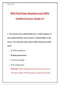 MTA FINAL EXAM QUESTIONS & ANSWERS &lpar;100&percnt; PASS&rpar; &ndash; 300&plus; REAL QUESTIONS WITH RATIONALE&NewLine;&NewLine;