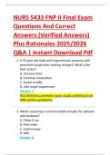 NURS 5433 FNP II Final Exam &NewLine;Questions And Correct &NewLine;Answers &lpar;Verified Answers&rpar; &NewLine;Plus Rationales 2025&sol;2026 &NewLine;Q&A &vert; Instant Download Pdf
