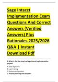 Sage Intacct &NewLine;Implementation Exam &NewLine;Questions And Correct &NewLine;Answers &lpar;Verified &NewLine;Answers&rpar; Plus &NewLine;Rationales 2025&sol;2026 &NewLine;Q&A &vert; Instant &NewLine;Download Pdf 