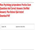 Mass Psychology Jurisprudence Practice Exam Questions and Answers Verified Solutions with Rationales
