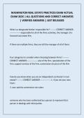 WASHINGTON REAL ESTATE PRACTICES EXAM ACTUAL EXAM 2026 &vert; ALL QUESTIONS AND CORRECT ANSWERS &vert; VERIFIED ANSWERS &vert; JUST RELEASED