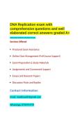 DNA Replication exam with comprehensive questions and well elaborated correct answers graded A&plus;