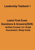 Leadership Test Bank 1 PDF &vert; Practice Questions&comma; Answers & Exam Revision