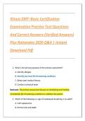 Illinois EMT&ndash;Basic Certification Examination Practice Test Questions And Correct Answers &lpar;Verified Answers&rpar; Plus Rationales 2026 Q&A &vert; Instant Download Pdf &ndash; EMT-B Practice Exam & Study Guide