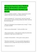 Semmelweis Entrance Exam Medicine&NewLine;Biology 153 Questions and Answers &vert;&NewLine;Verified Examination Questions and&NewLine;Answers
