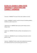 ECON 101 EXAM &num;1 IOWA STATE UNIVERSITY QUESTIONS AND CORRECT ANSWERS