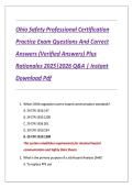 Ohio Safety Professional Certification &NewLine;Practice Exam Questions And Correct &NewLine;Answers &lpar;Verified Answers&rpar; Plus &NewLine;Rationales 2025&vert;2026 Q&A &vert; Instant &NewLine;Download Pdf 