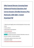 Ohio Funeral Director Licensing Exam &NewLine;&lpar;Advanced Practice&rpar; Questions And &NewLine;Correct Answers &lpar;Verified Answers&rpar; Plus &NewLine;Rationales 2026 Q&A &vert; Instant &NewLine;Download Pdf 