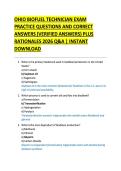 OHIO BIOFUEL TECHNICIAN EXAM &NewLine;PRACTICE QUESTIONS AND CORRECT &NewLine;ANSWERS &lpar;VERIFIED ANSWERS&rpar; PLUS &NewLine;RATIONALES 2026 Q&A &vert; INSTANT &NewLine;DOWNLOAD