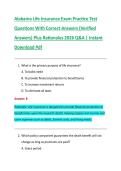 Alabama Life Insurance Exam Practice Test &NewLine;Questions With Correct Answers &lpar;Verified &NewLine;Answers&rpar; Plus Rationales 2026 Q&A &vert; Instant &NewLine;Download Pdf 