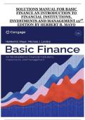 Basic Finance&colon; An Introduction to Financial Institutions&comma; Investments and Management &lpar;13th Edition&rpar;&comma; Herbert B&period; Mayo&comma; Solutions Manual &ndash; Detailed Problem Solutions